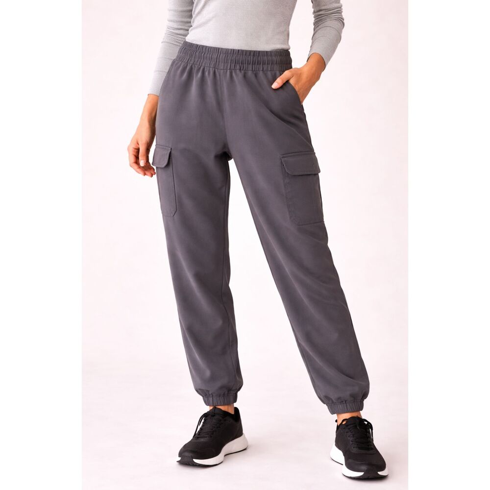Eddie Bauer Fleece Joggers Grey Cargo Pants Women’s 16 Athleisure Cozy